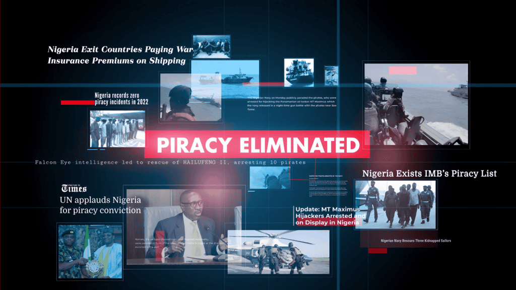 Falcon Eye eliminating piracy in Nigerian waters Nigerian Navy intercepts MV NESO II using Falcon Eye maritime surveillance Falcon Eye tracking hijacked trawler Hailufeng II for Nigerian Navy response Falcon Eye radar operator monitoring piracy threats in Gulf of Guinea