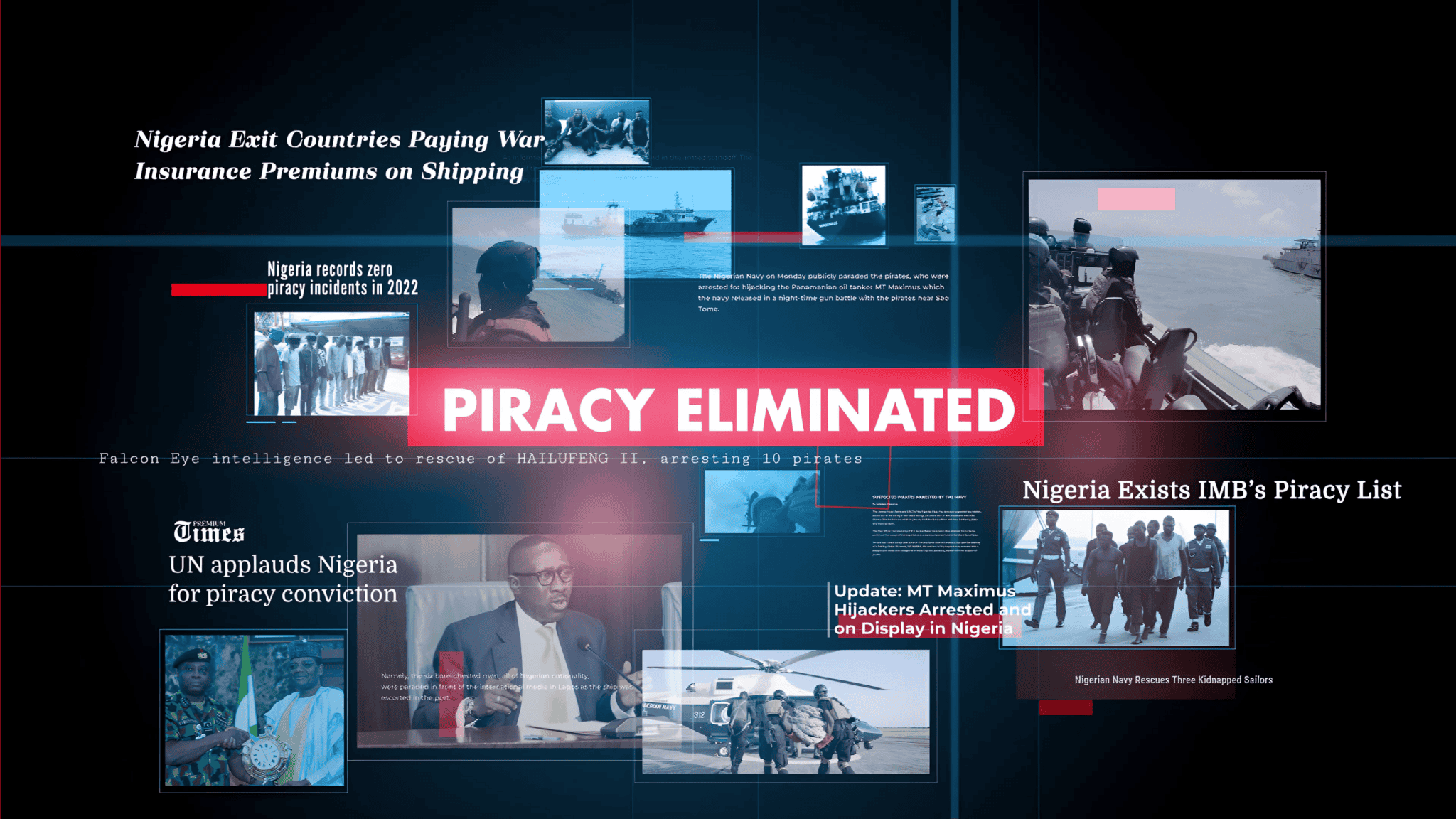 Falcon Eye eliminating piracy in Nigerian waters Nigerian Navy intercepts MV NESO II using Falcon Eye maritime surveillance Falcon Eye tracking hijacked trawler Hailufeng II for Nigerian Navy response Falcon Eye radar operator monitoring piracy threats in Gulf of Guinea